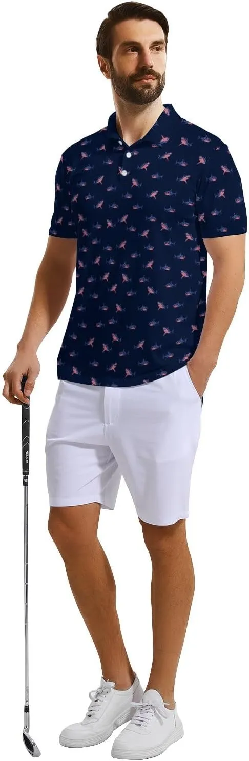 Funny Golf Shirts for Men Moisture Wicking Men's Fun Golf Polo Shirts Quick-Dry Polo Shirts Short Sleeve