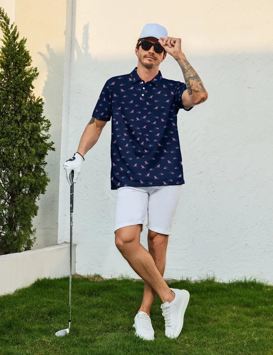 Funny Golf Shirts for Men Moisture Wicking Men's Fun Golf Polo Shirts Quick-Dry Polo Shirts Short Sleeve