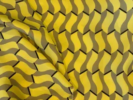 Geometric Art Deco-Inspired Blouse-Weight Polyester Twill  (Made in Italy)