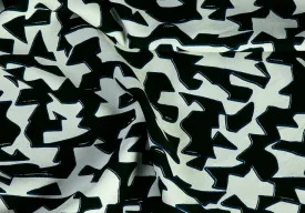 Geometric Palest Mint Green & Black Geometric Viscose Georgette (Made in Italy)