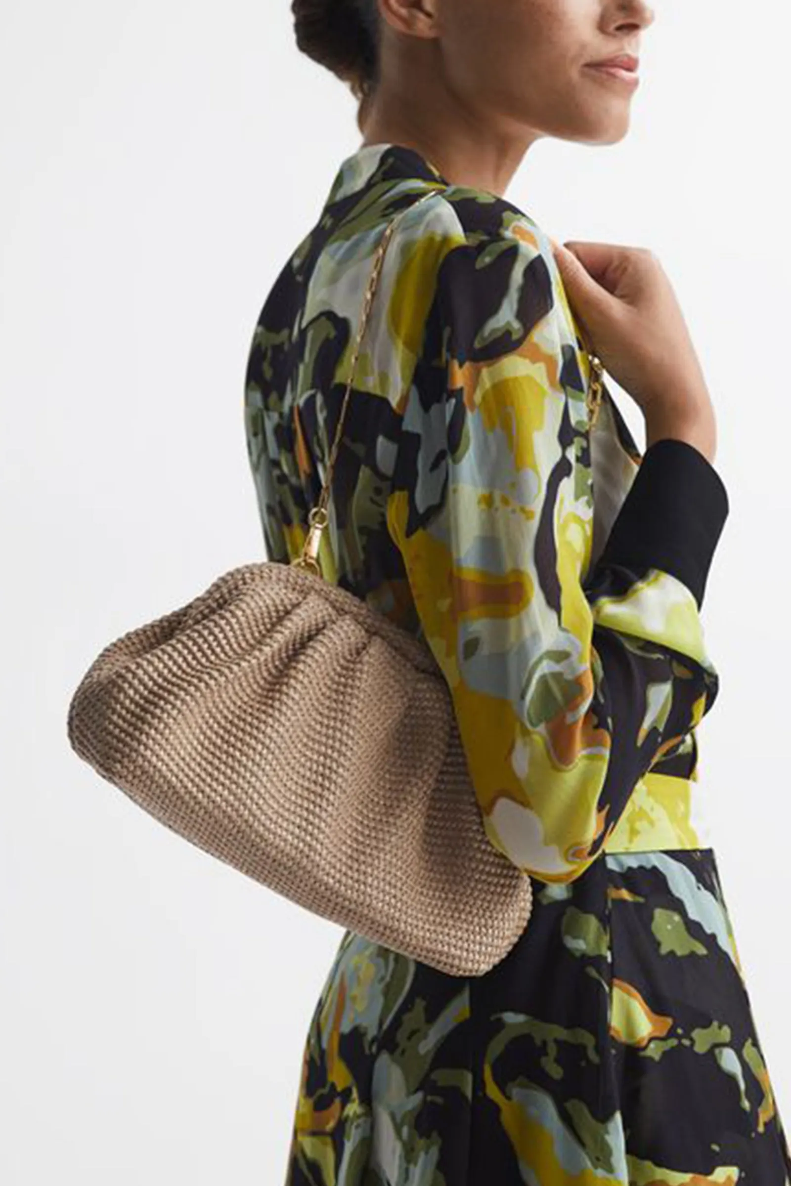 Gia Raffia Clutch Bag