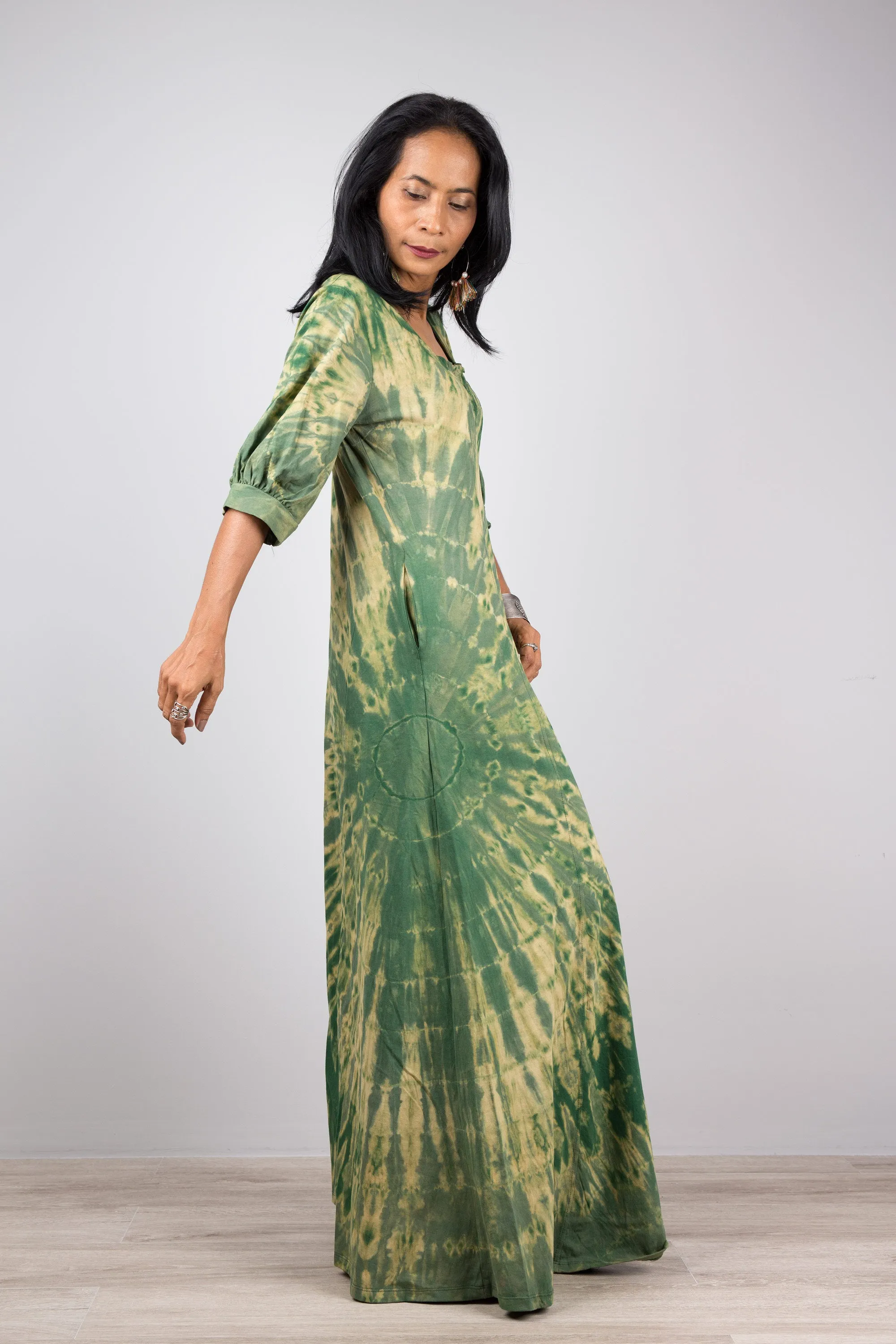 Green Tie Dye Maxi Dress