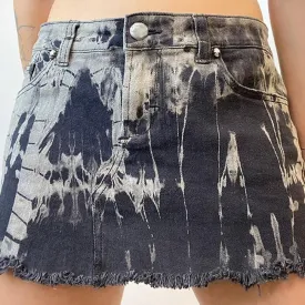 Grunge Frayed Low Waist Skirt