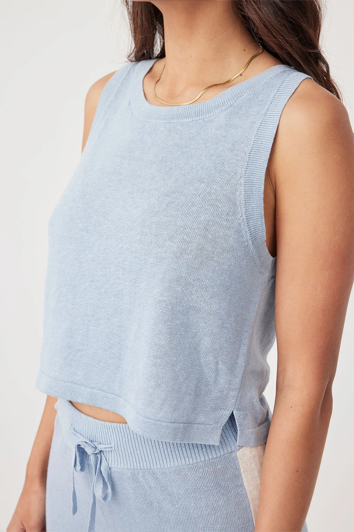 Hugo Linen Knit Tank - Sky