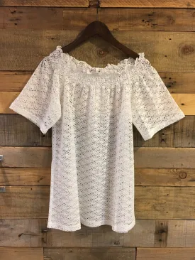 Laura Off Shoulder Top Cover Up in White