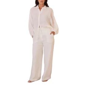 Linen Button Down Shirt - Monty White