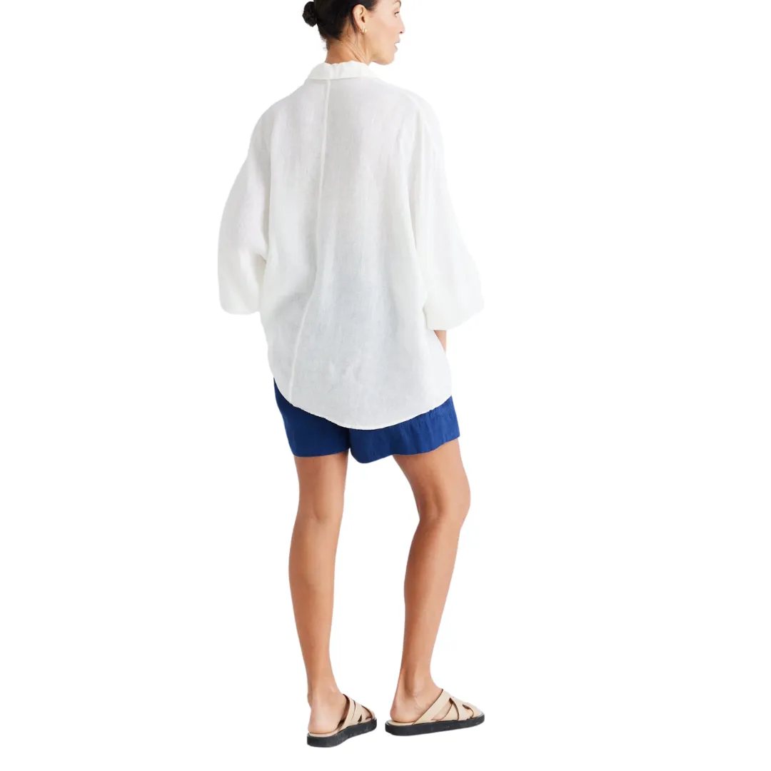 Linen Button Down Shirt - Monty White