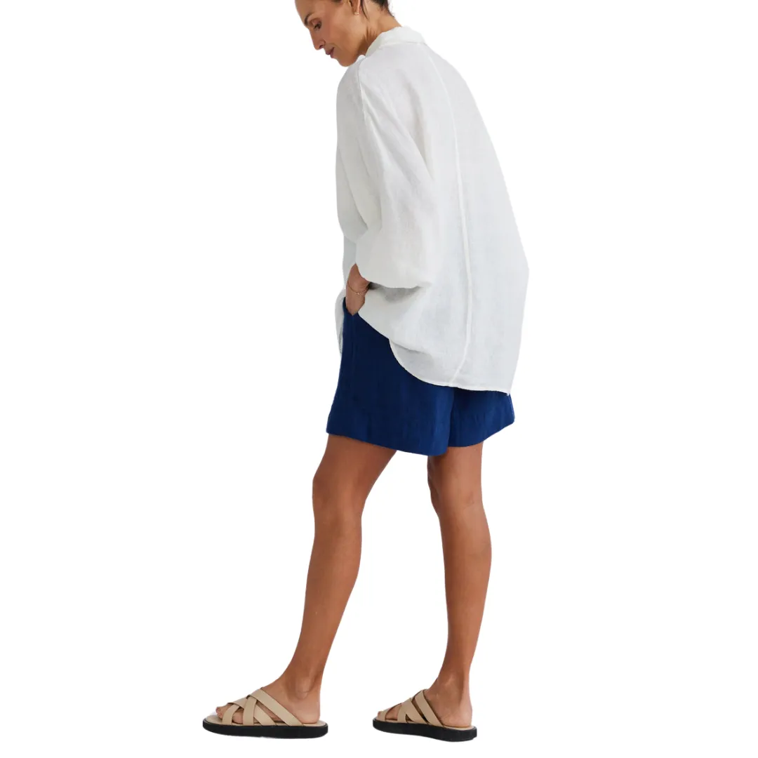 Linen Button Down Shirt - Monty White