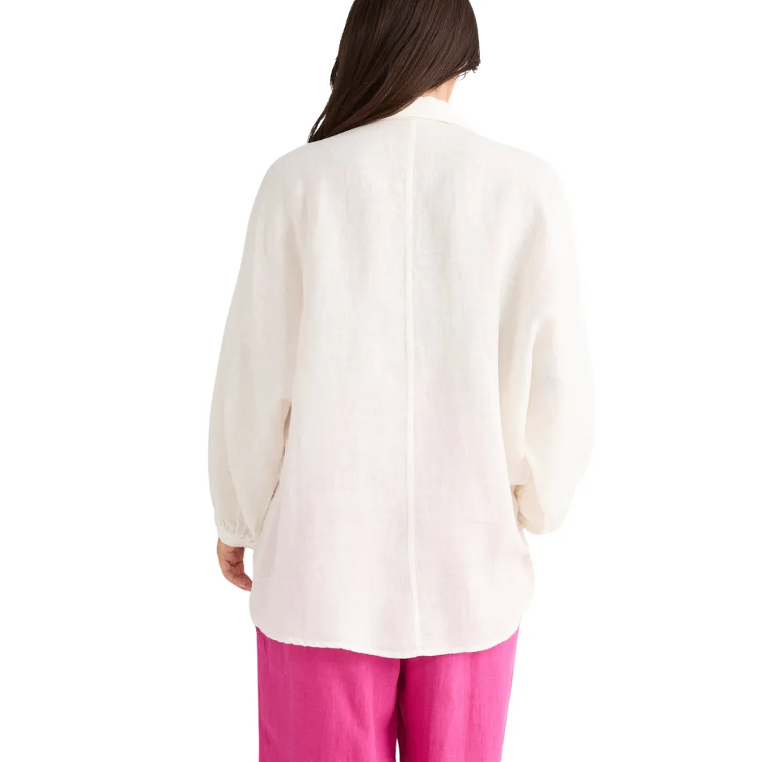 Linen Button Down Shirt - Monty White