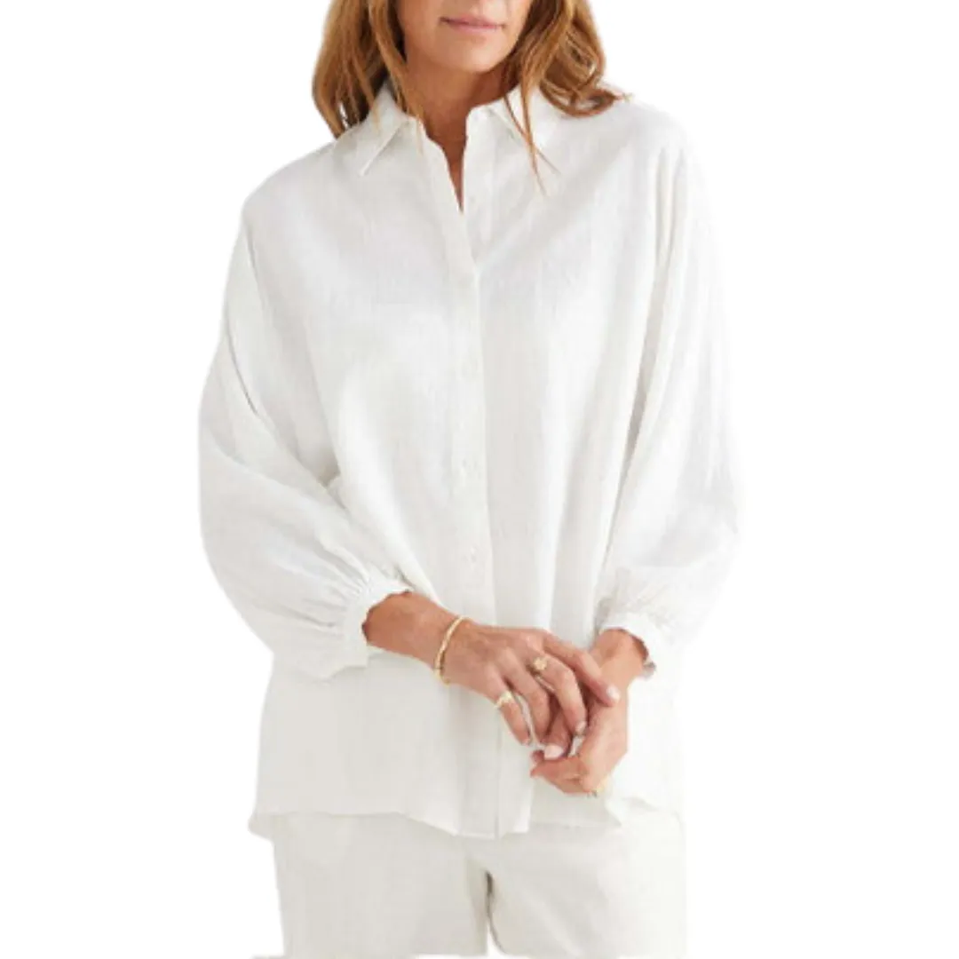 Linen Button Down Shirt - Monty White