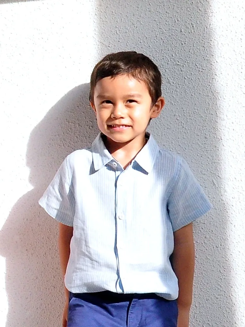 Linen Shirt Short Sleeves Blue