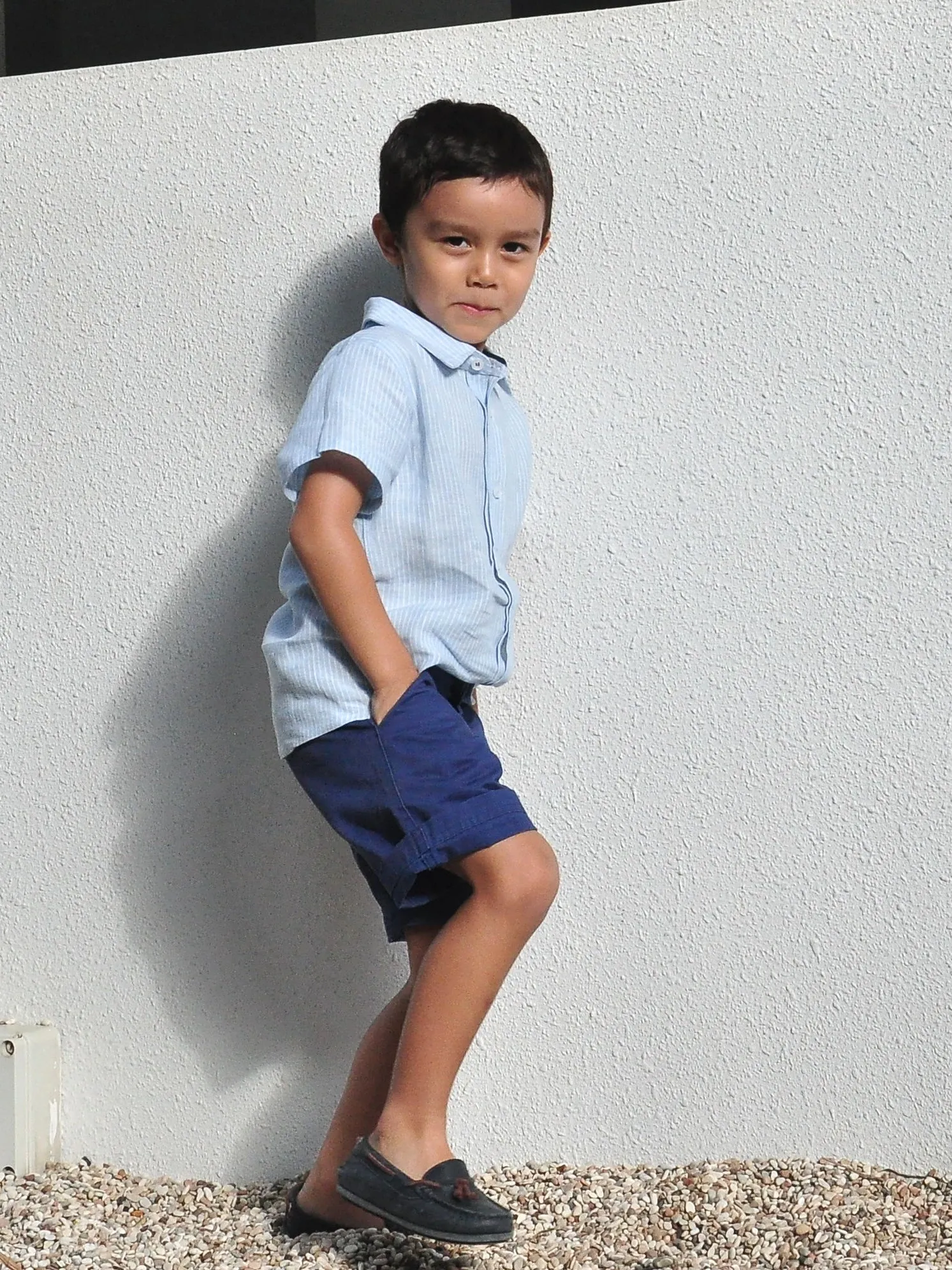 Linen Shirt Short Sleeves Blue