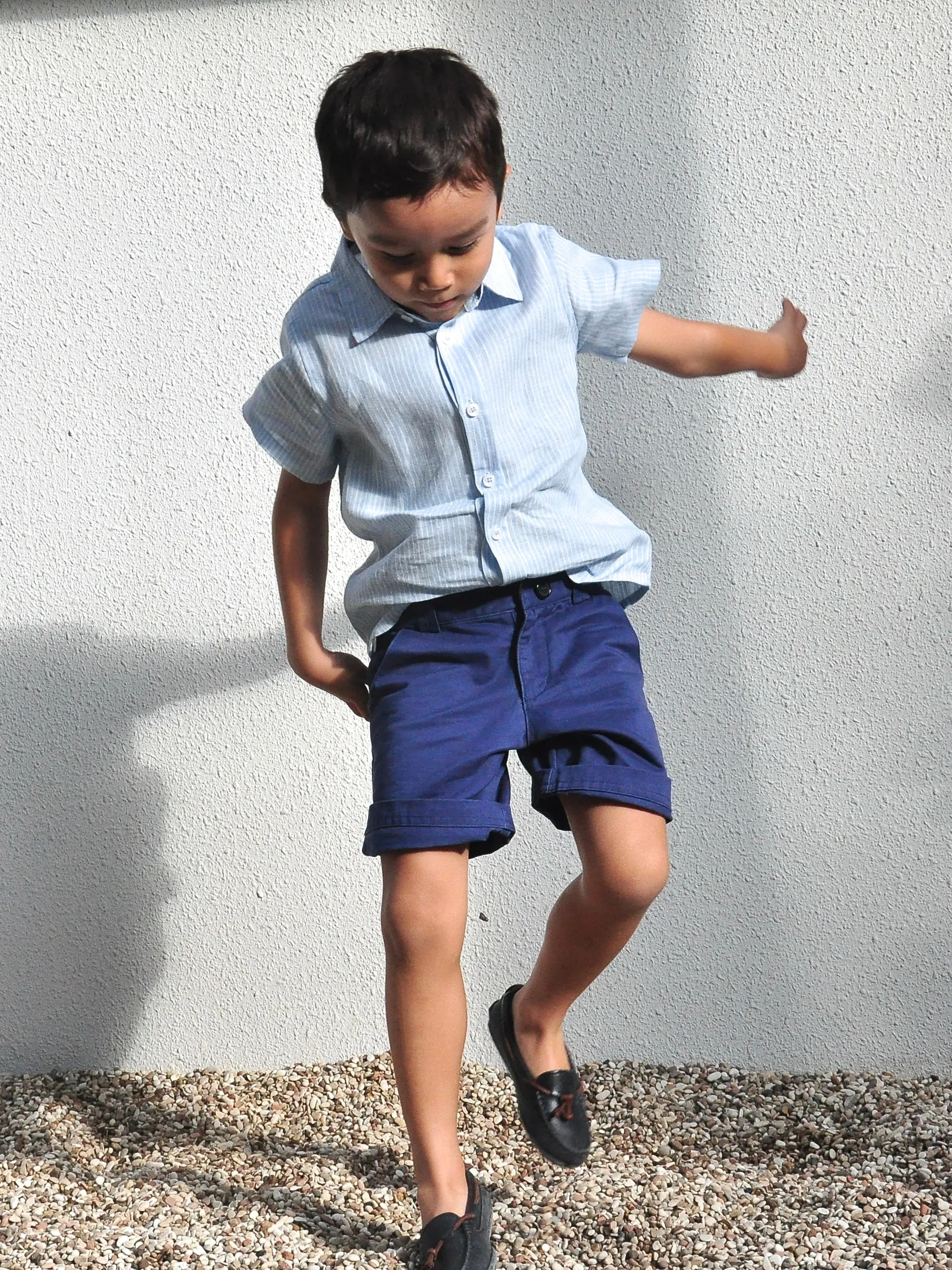 Linen Shirt Short Sleeves Blue