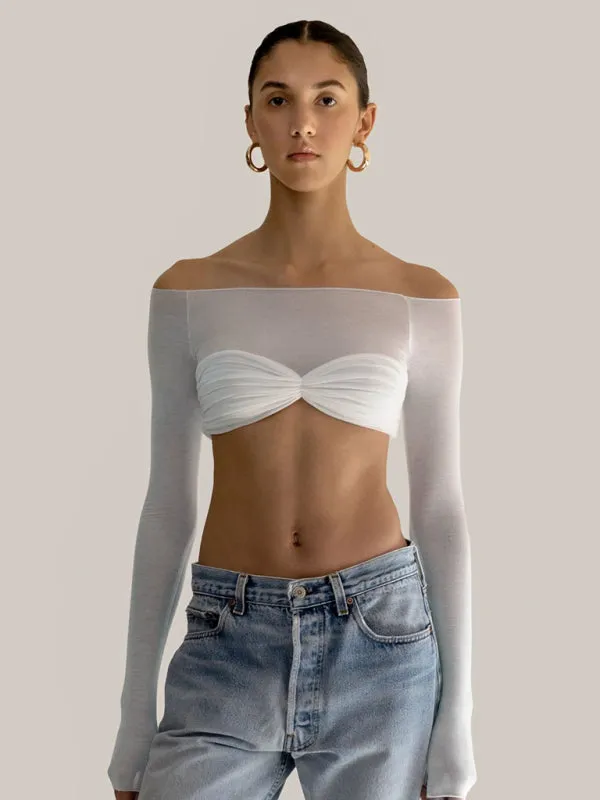 Liza New Fashion Off-The-Shoulder One-Neck Long-Sleeved Top