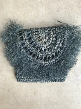 LOCA BELLA THE LABEL RAFFIA CLUTCH IN MOSS