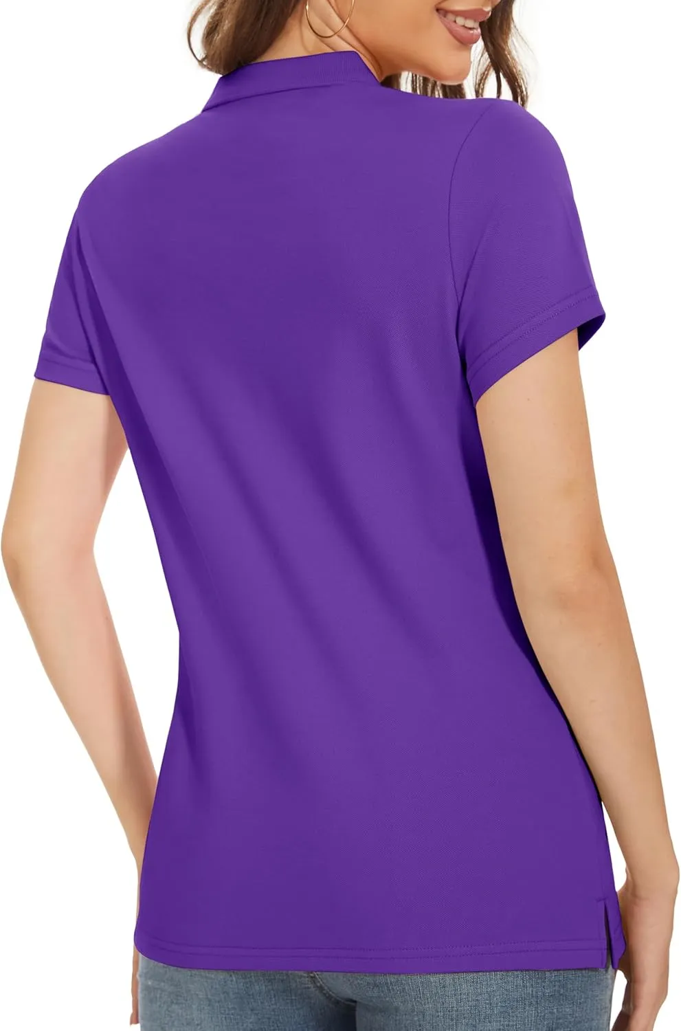 MAGCOMSEN Women's Polo Shirts Cotton 3-Button Short Sleeve Collared Tops Summer Cool Shirt Uniform Casual Shirts