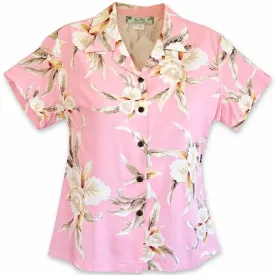 Mele Pink Lady's Hawaiian Rayon Blouse