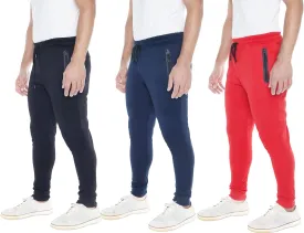Mens Sweatpants 3- Pack Active Athletic Joggers with Zipper Pocket and Drawstring