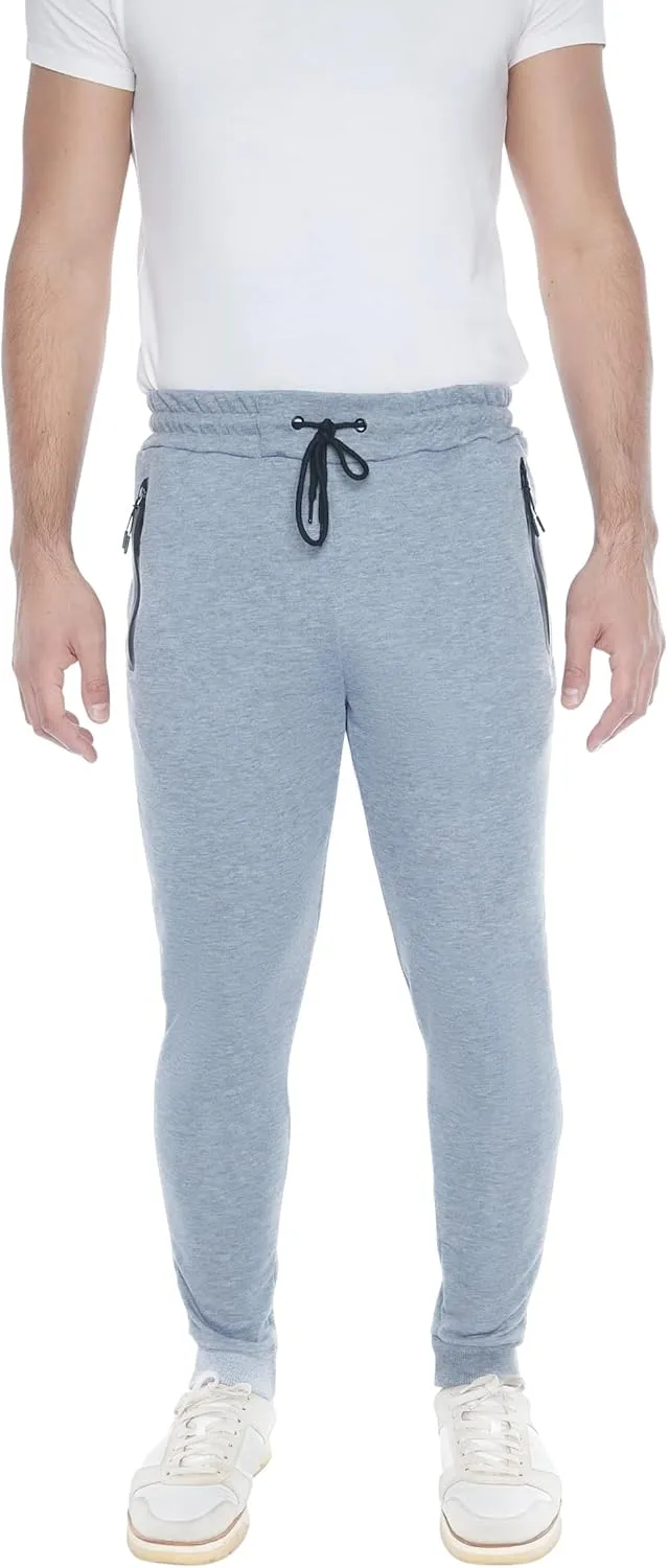 Mens Sweatpants 3- Pack Active Athletic Joggers with Zipper Pocket and Drawstring