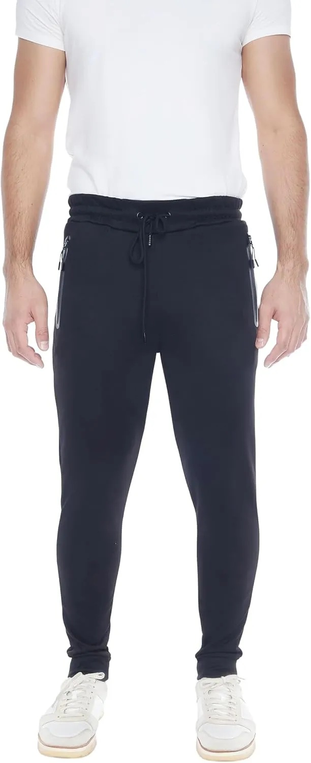 Mens Sweatpants 3- Pack Active Athletic Joggers with Zipper Pocket and Drawstring