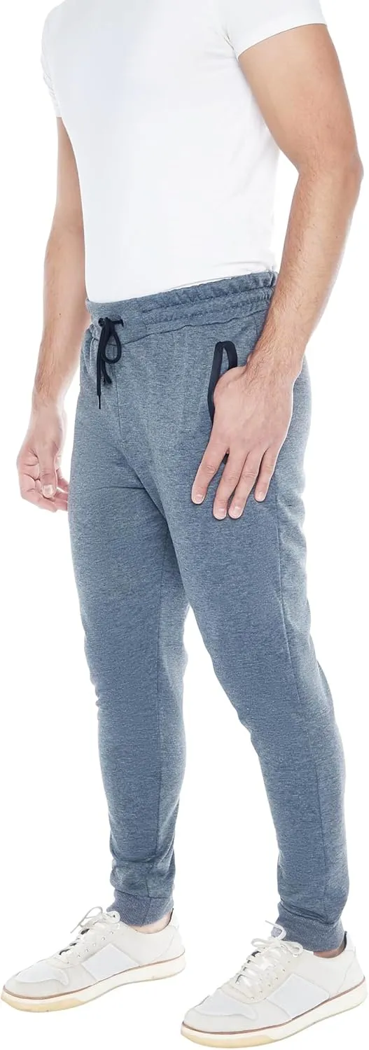 Mens Sweatpants 3- Pack Active Athletic Joggers with Zipper Pocket and Drawstring