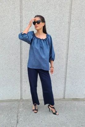 Mimi Linen Top Denim