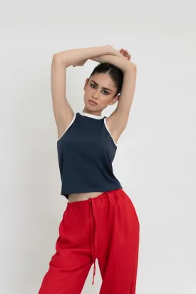 Navy Blue Boxy Tank Top