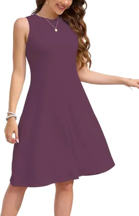 nclook Womens Summer Casual Dresses Sweet Cute Crew Neck Midi Dress
