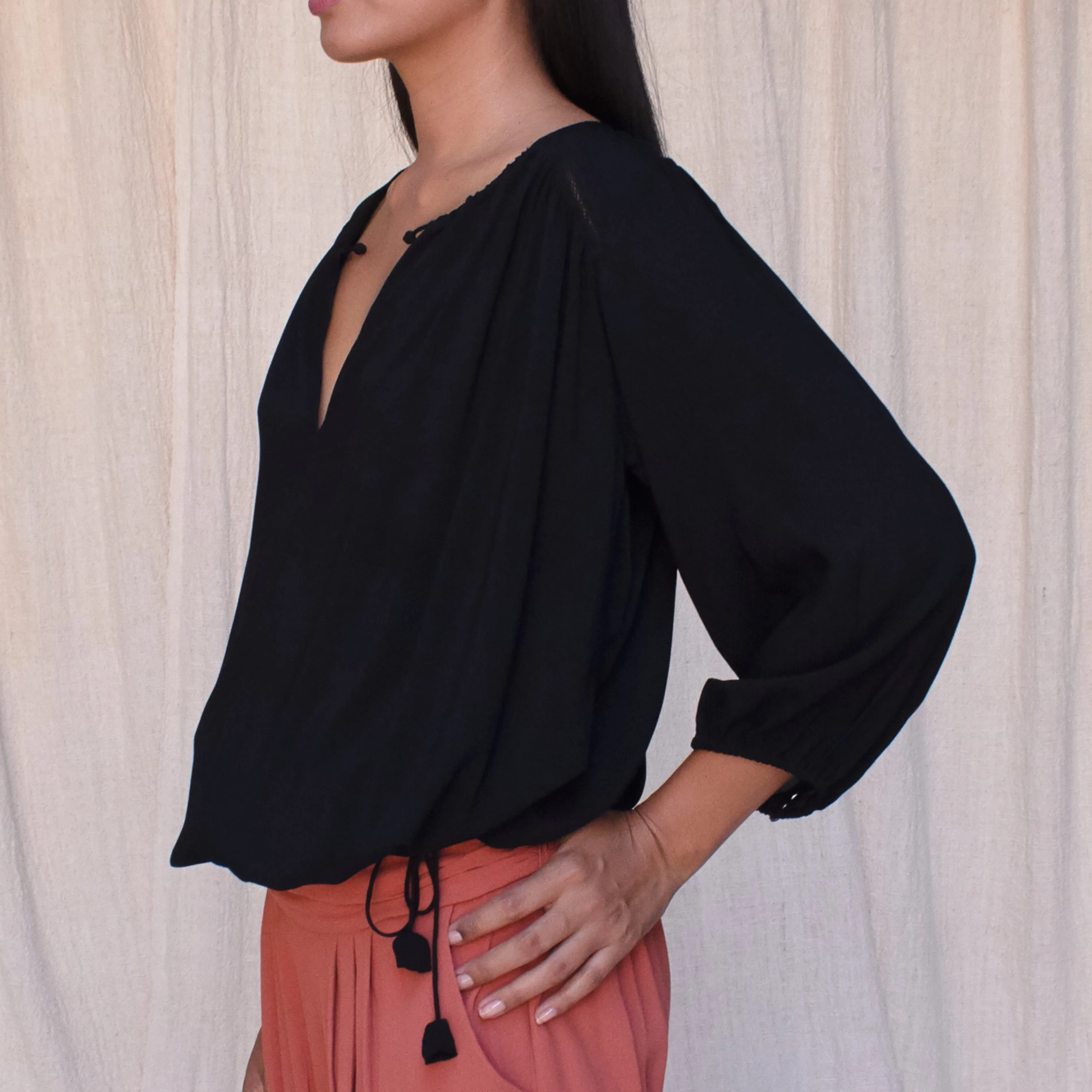 NOLITA BLOUSE - Rayon Voile | Black
