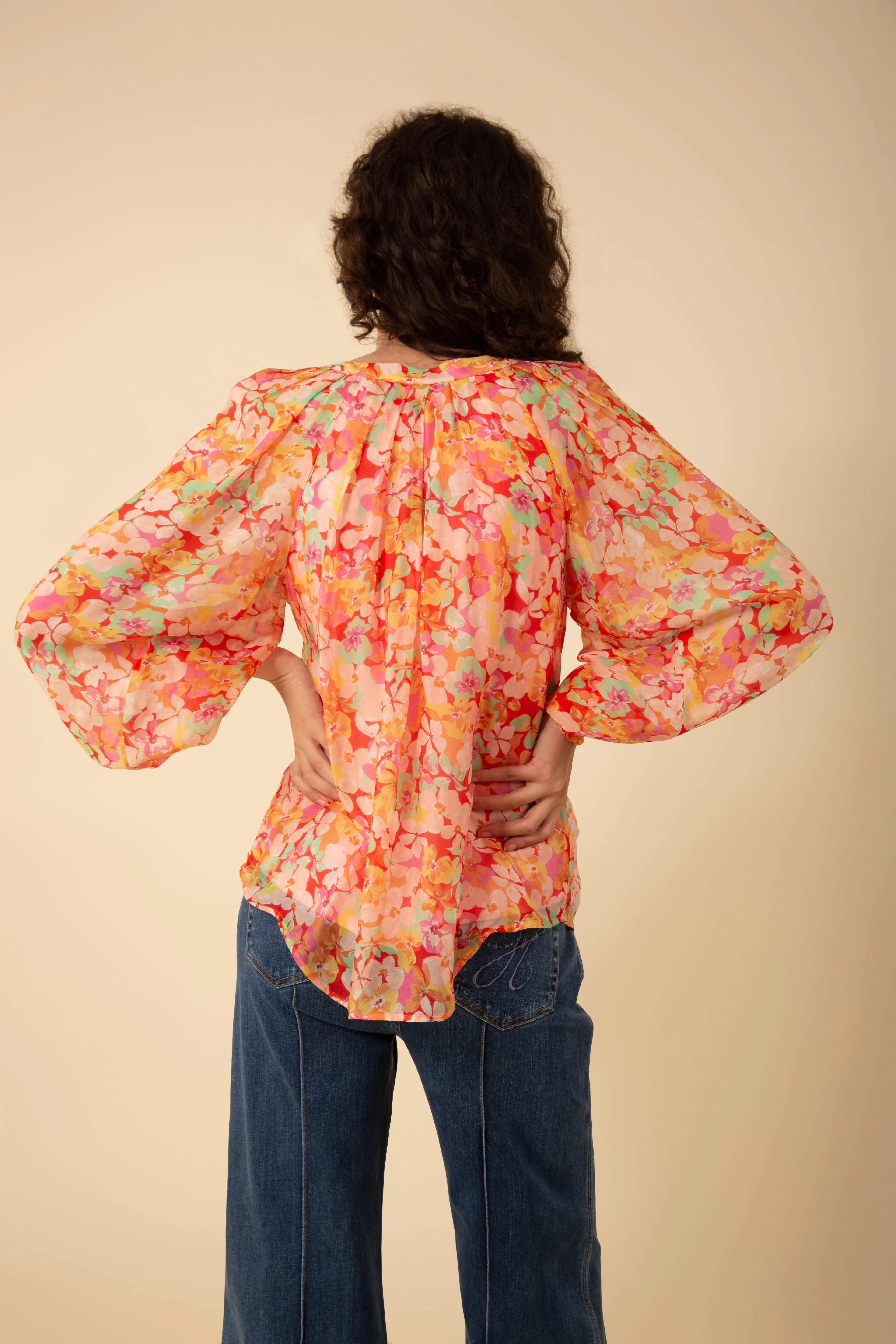 Octavia Silk-Rayon Blouse - Orange