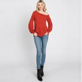 Off Shoulder Button Top