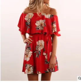 Off-shoulder Red Dress