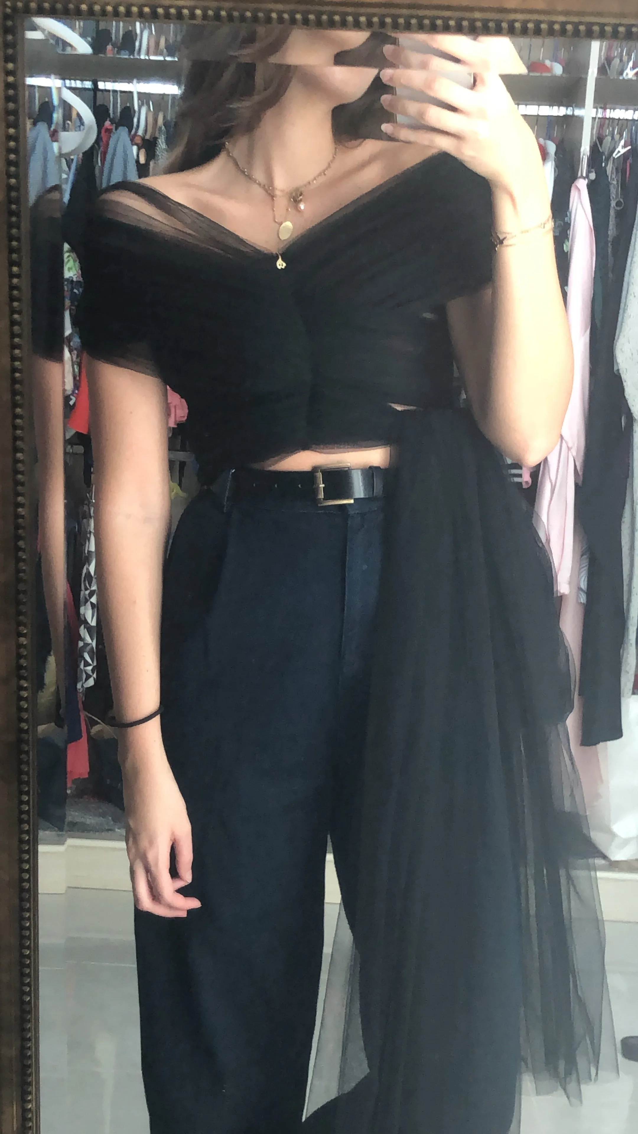 Off-Shoulder Tulle Top
