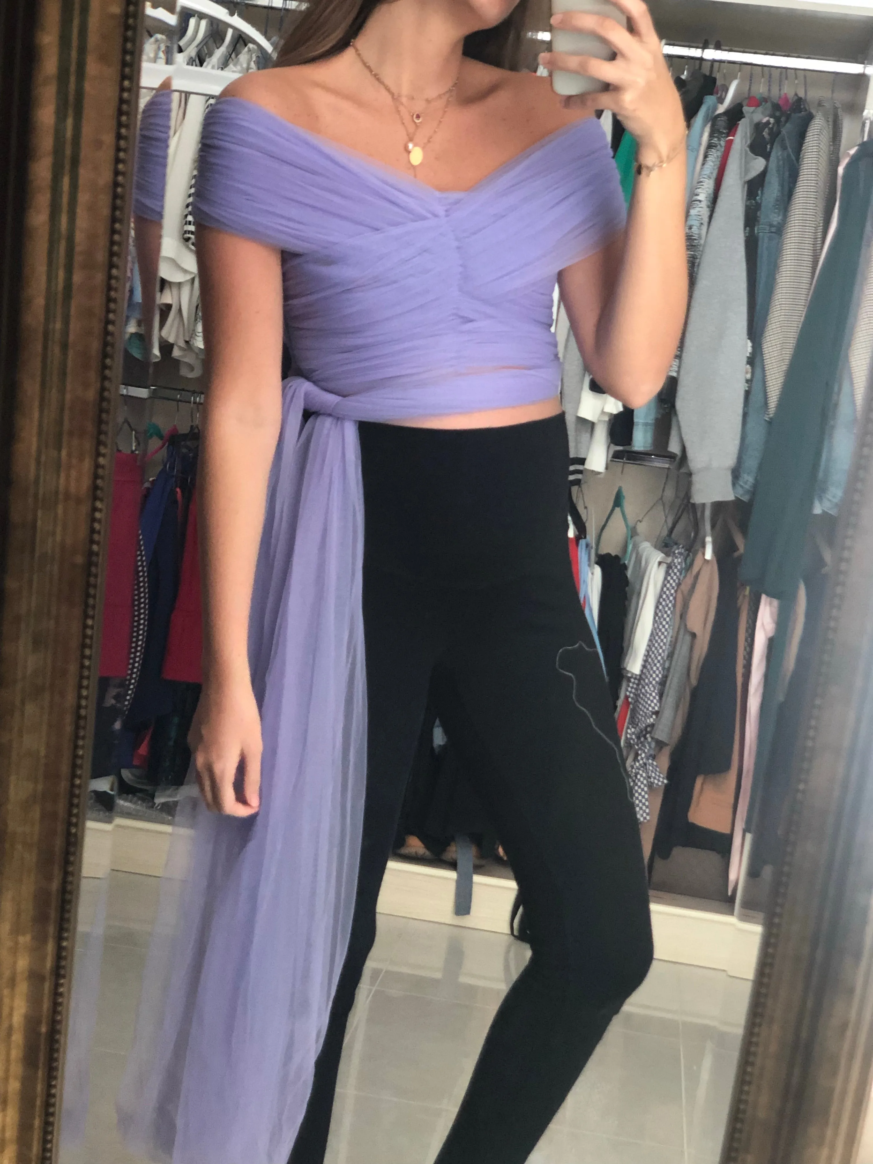 Off-Shoulder Tulle Top