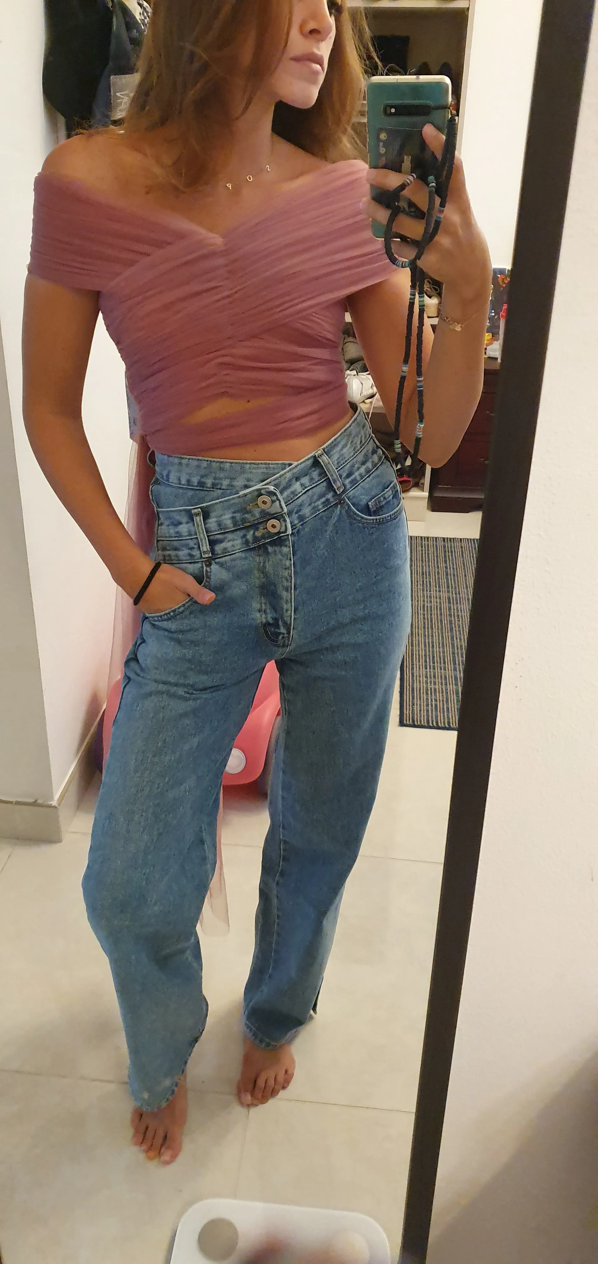 Off-Shoulder Tulle Top