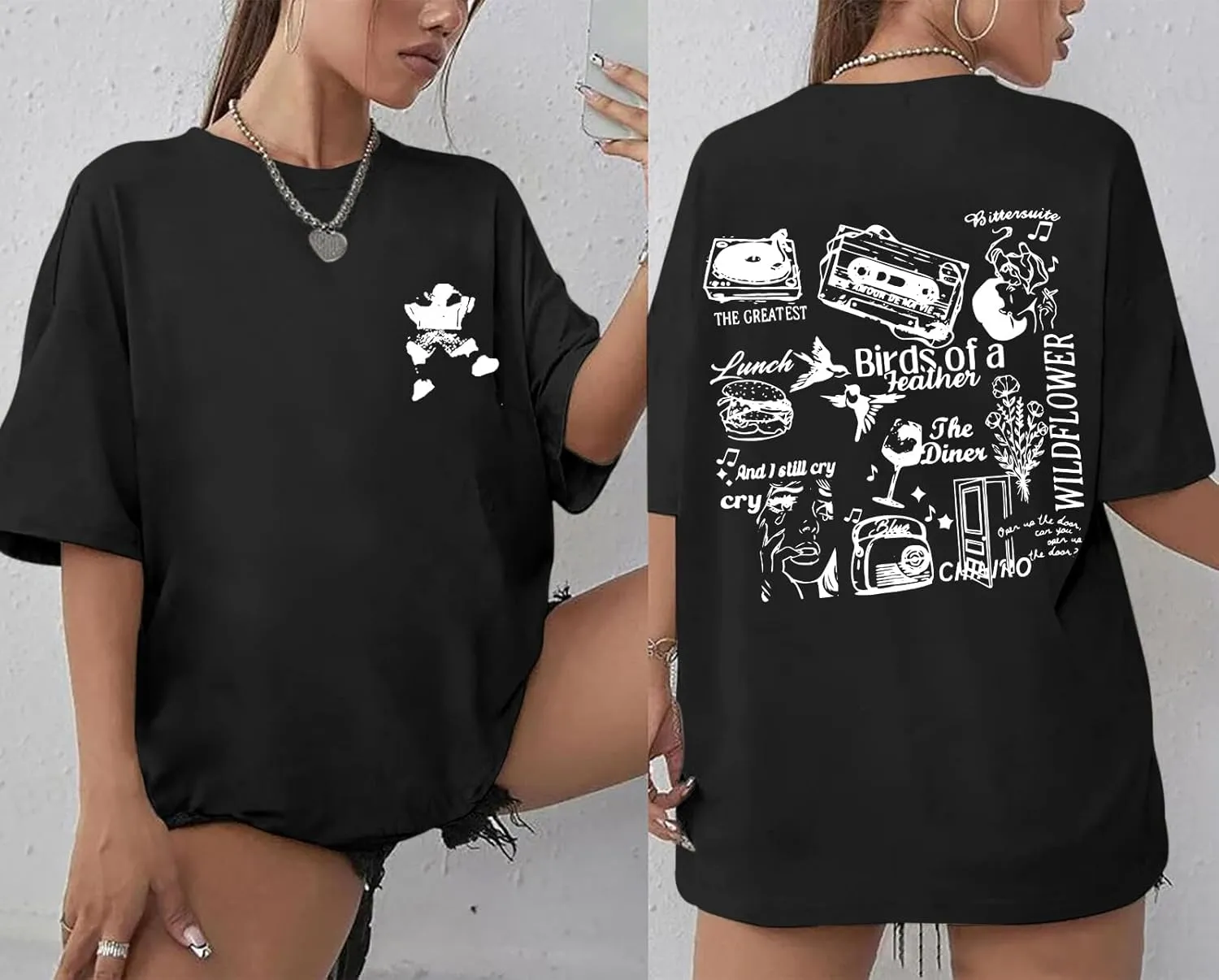 Oversized Concert Album Shirts Rock Band Tees for Women Hip Hop Gifts for Concert Lovers Music Festival Outfits Tops