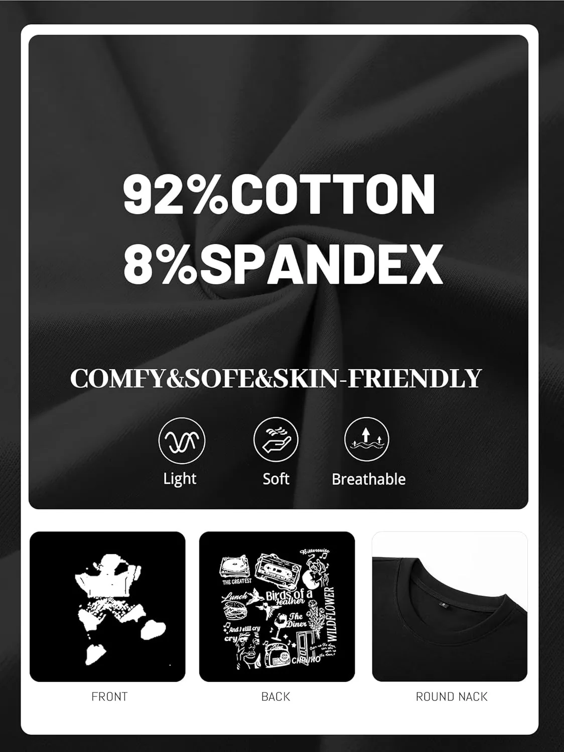 Oversized Concert Album Shirts Rock Band Tees for Women Hip Hop Gifts for Concert Lovers Music Festival Outfits Tops
