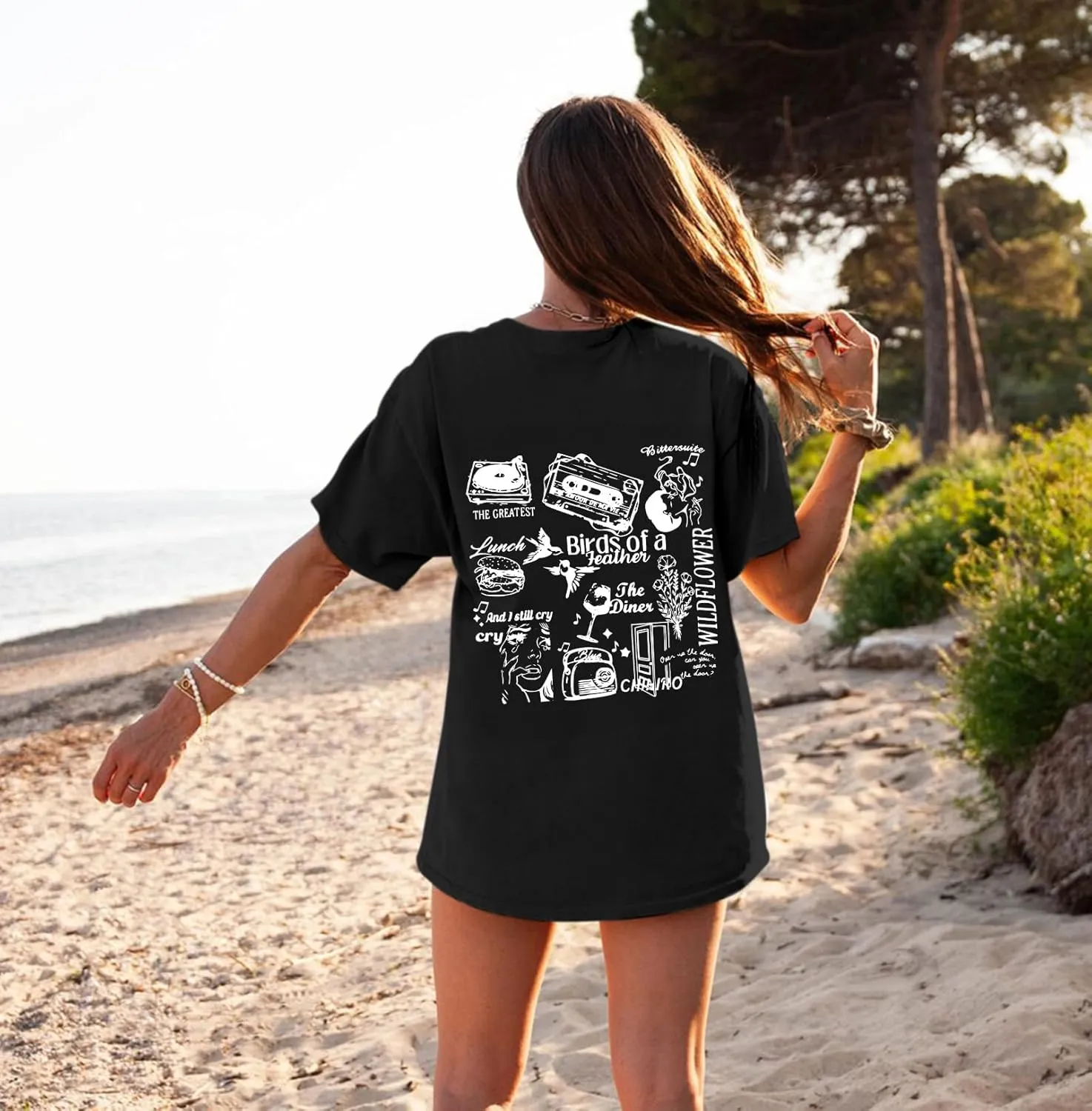 Oversized Concert Album Shirts Rock Band Tees for Women Hip Hop Gifts for Concert Lovers Music Festival Outfits Tops