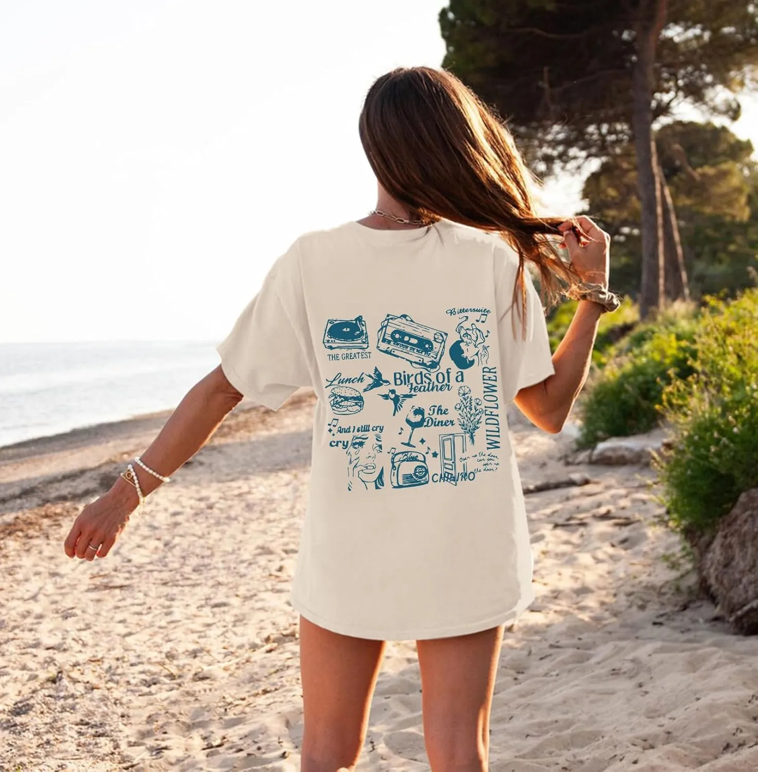 Oversized Concert Album Shirts Rock Band Tees for Women Hip Hop Gifts for Concert Lovers Music Festival Outfits Tops
