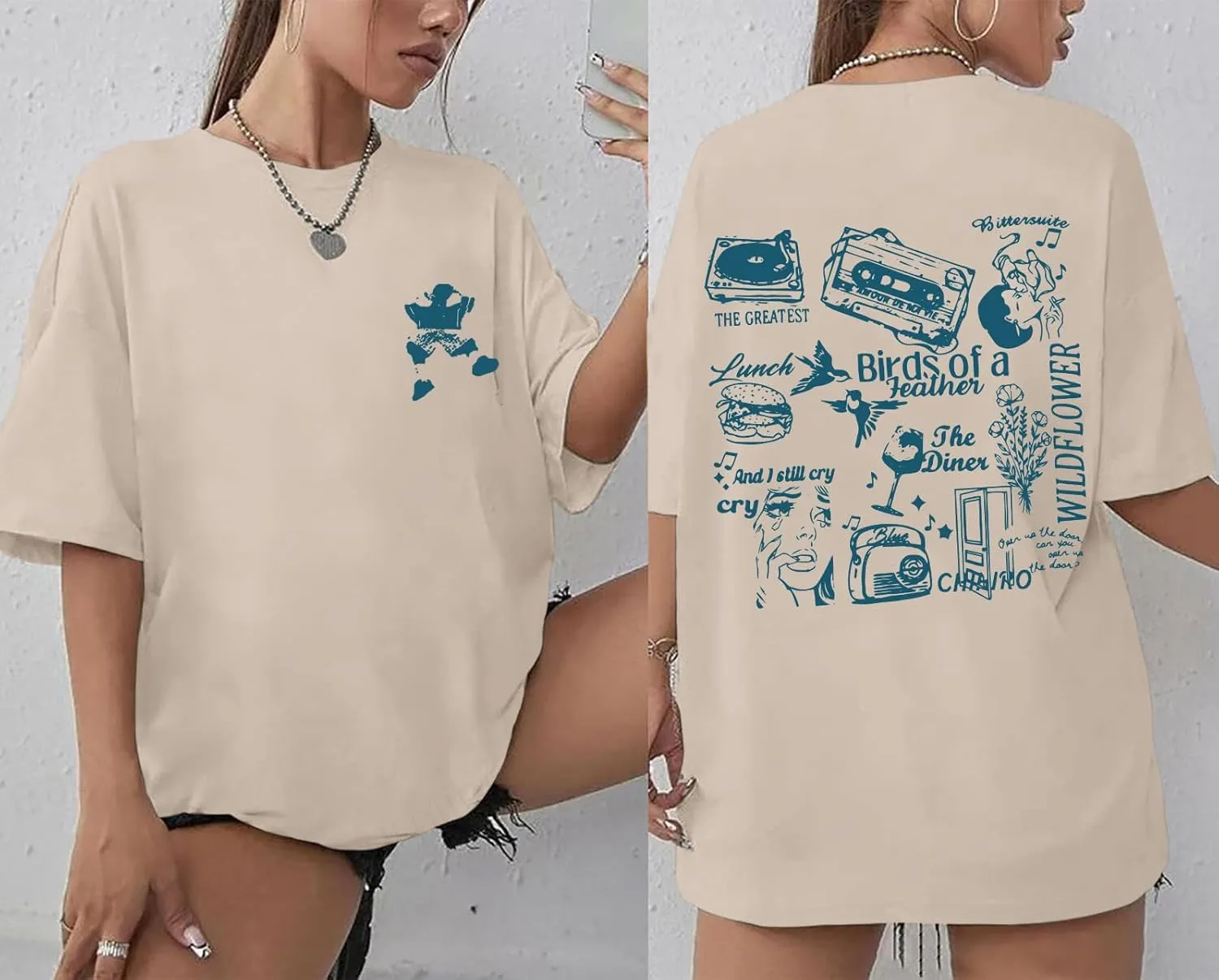 Oversized Concert Album Shirts Rock Band Tees for Women Hip Hop Gifts for Concert Lovers Music Festival Outfits Tops