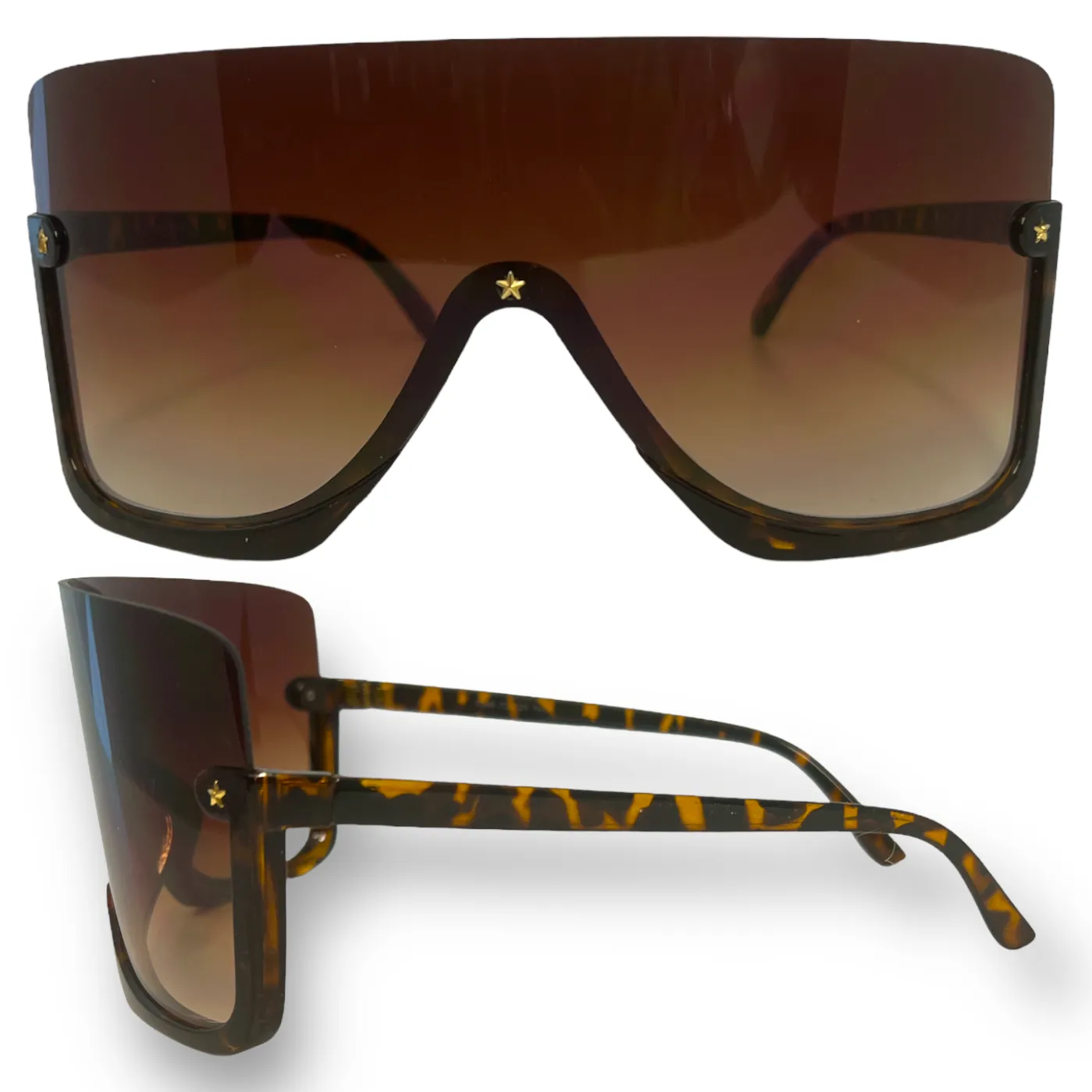 Oversized Flat Top Shield Sunglasses Semi Rimless for Men and Women