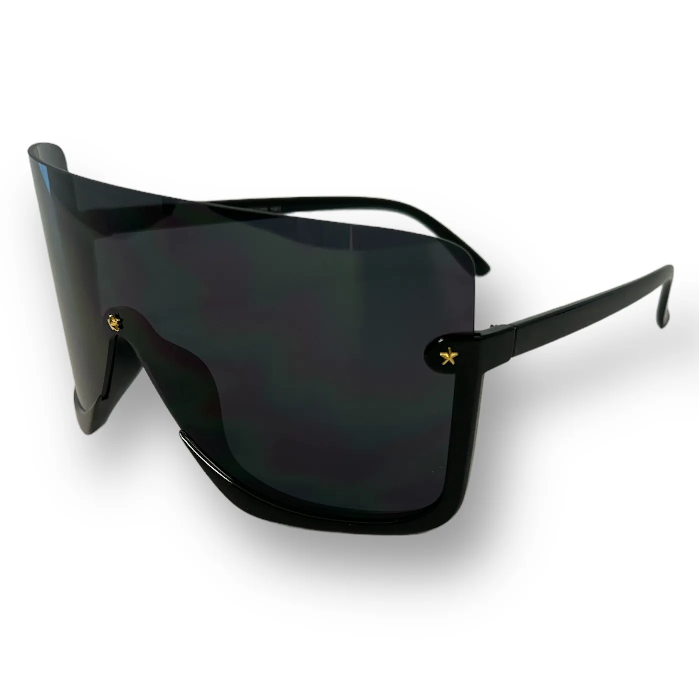 Oversized Flat Top Shield Sunglasses Semi Rimless for Men and Women