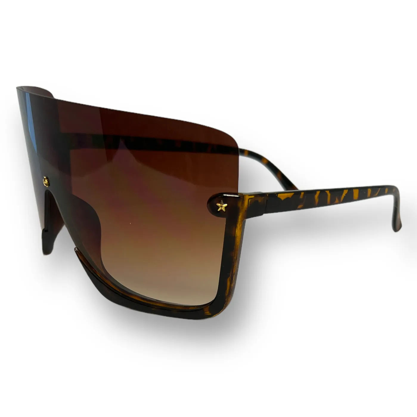 Oversized Flat Top Shield Sunglasses Semi Rimless for Men and Women