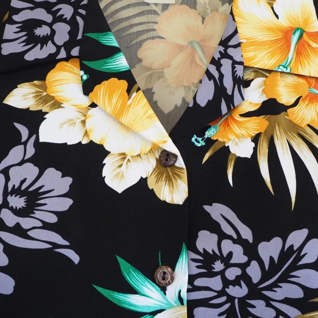 Passion Black Lady's Hawaiian Rayon Blouse