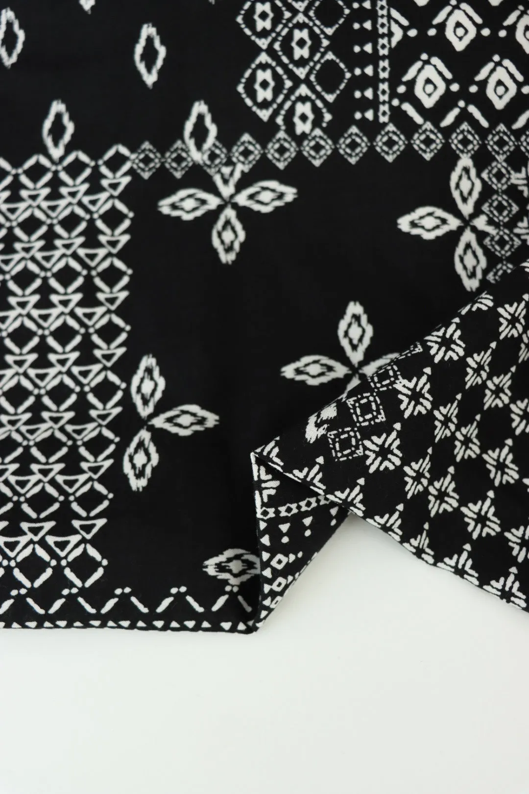 Patchwork on Black Rayon Challis