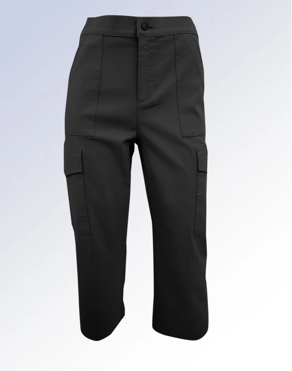 Point Zero Women's Stretch Capri Cargo Pants -  Black
