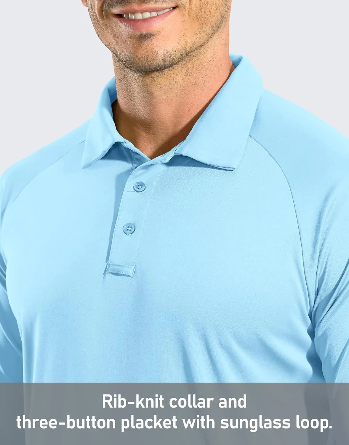 Pudolla Men's Long Sleeve Golf Polo Shirt UPF 50  Lightweight Sun Protection Cool Shirts for Men Work Fishing Hiking