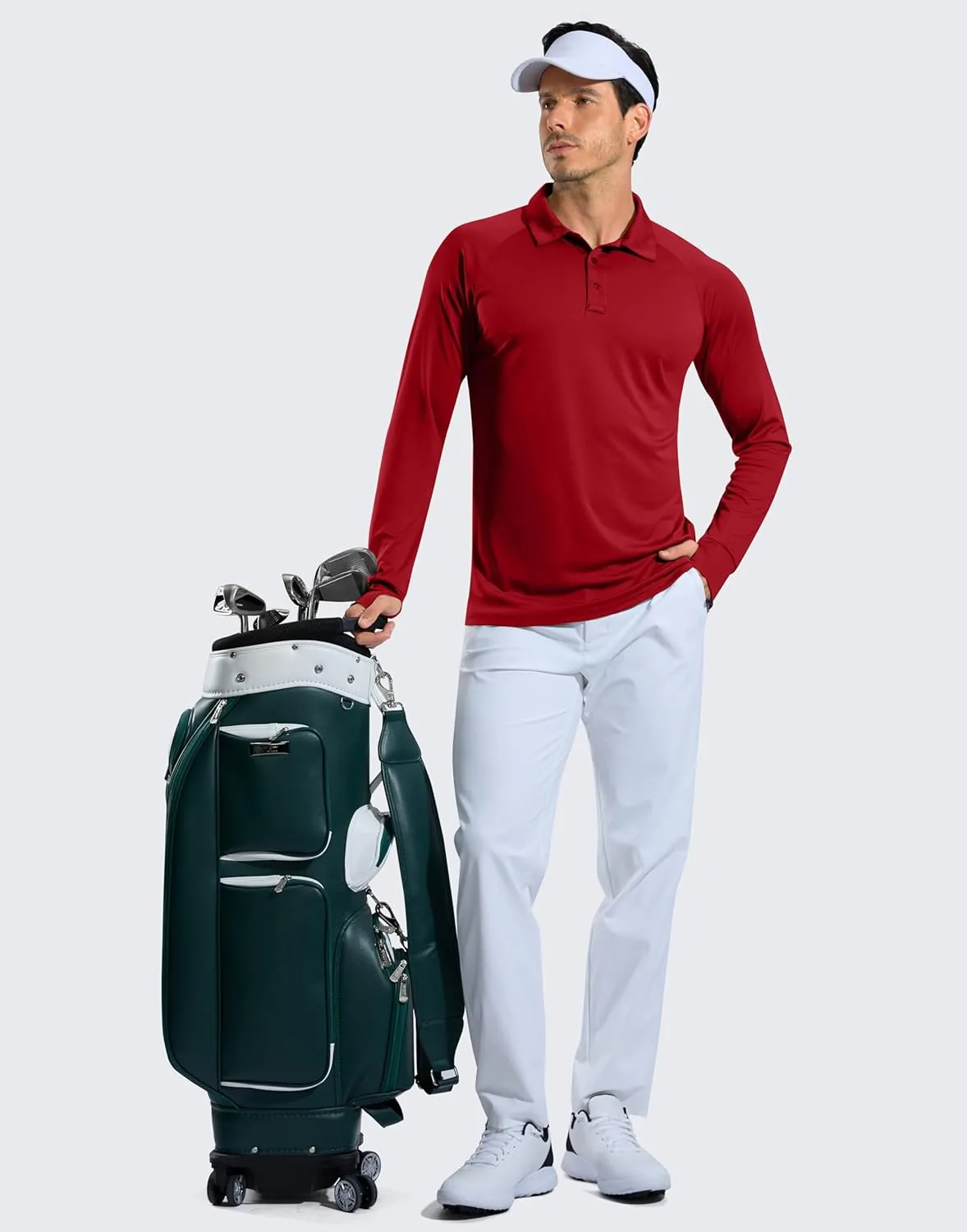 Pudolla Men's Long Sleeve Golf Polo Shirt UPF 50  Lightweight Sun Protection Cool Shirts for Men Work Fishing Hiking