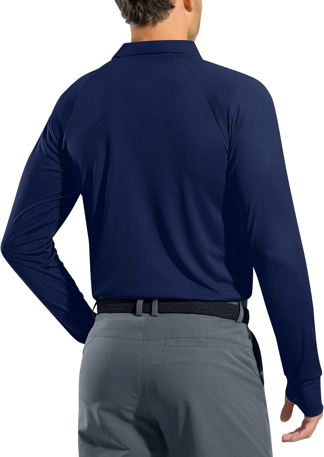 Pudolla Men's Long Sleeve Golf Polo Shirt UPF 50  Lightweight Sun Protection Cool Shirts for Men Work Fishing Hiking