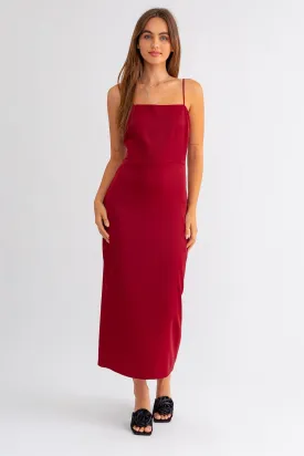 "Cranberry Cocktail" Red Spaghetti Strap Maxi Dress